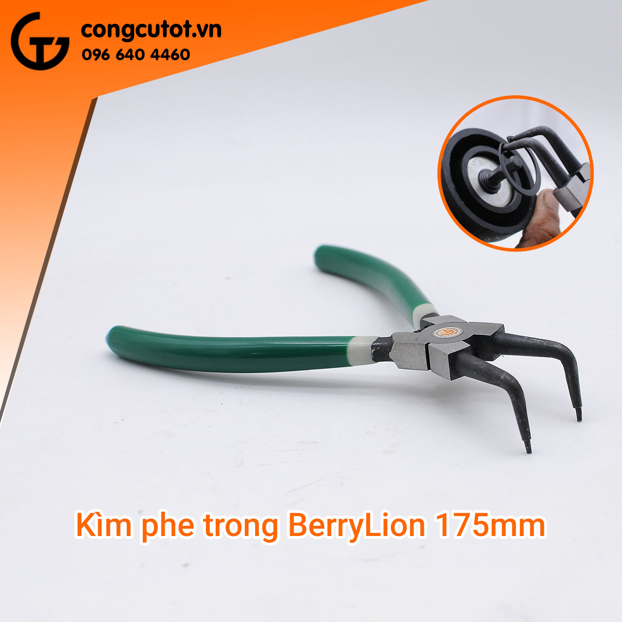 Kìm mở phanh, kìm phe trong mũi cong berrylion 150mm, 175mm