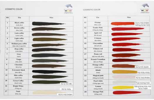 Mực Phun Xăm Black Horse 12 ml Của Đức - 28 Màu Đầy Đủ