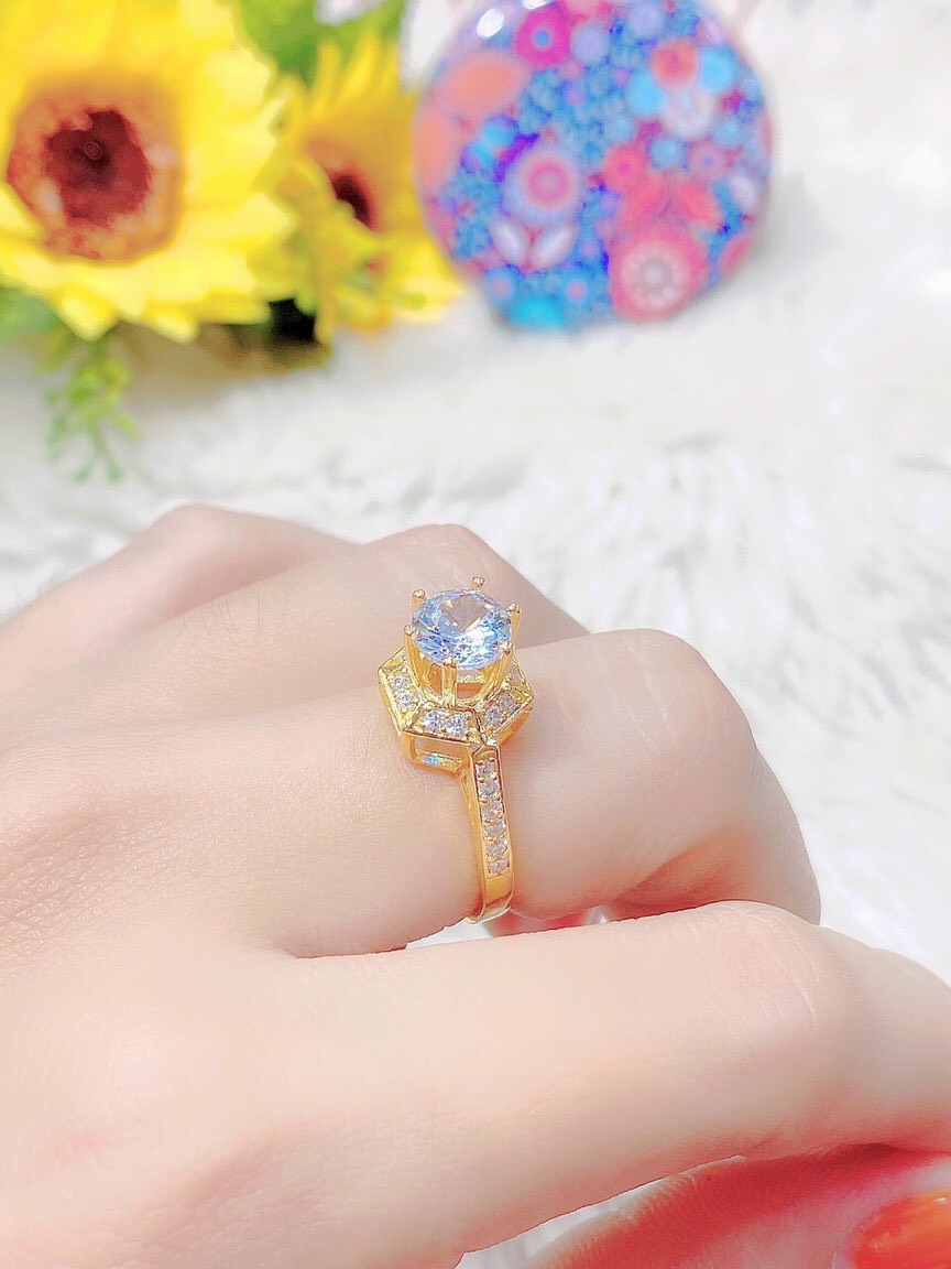 Nhẫn nữ đính đá mạ vàng thật 18K Free&Easy độ bền màu cao kiểu dáng tinh xảo cao cấp thích hợp đi dự tiệc làm quà tặngFE.nhan286