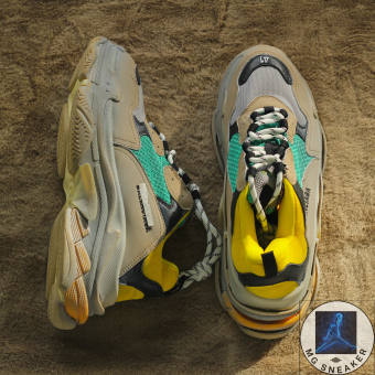 Giày thể thao Sneaker Ba len trips cao cấp xanh vàng