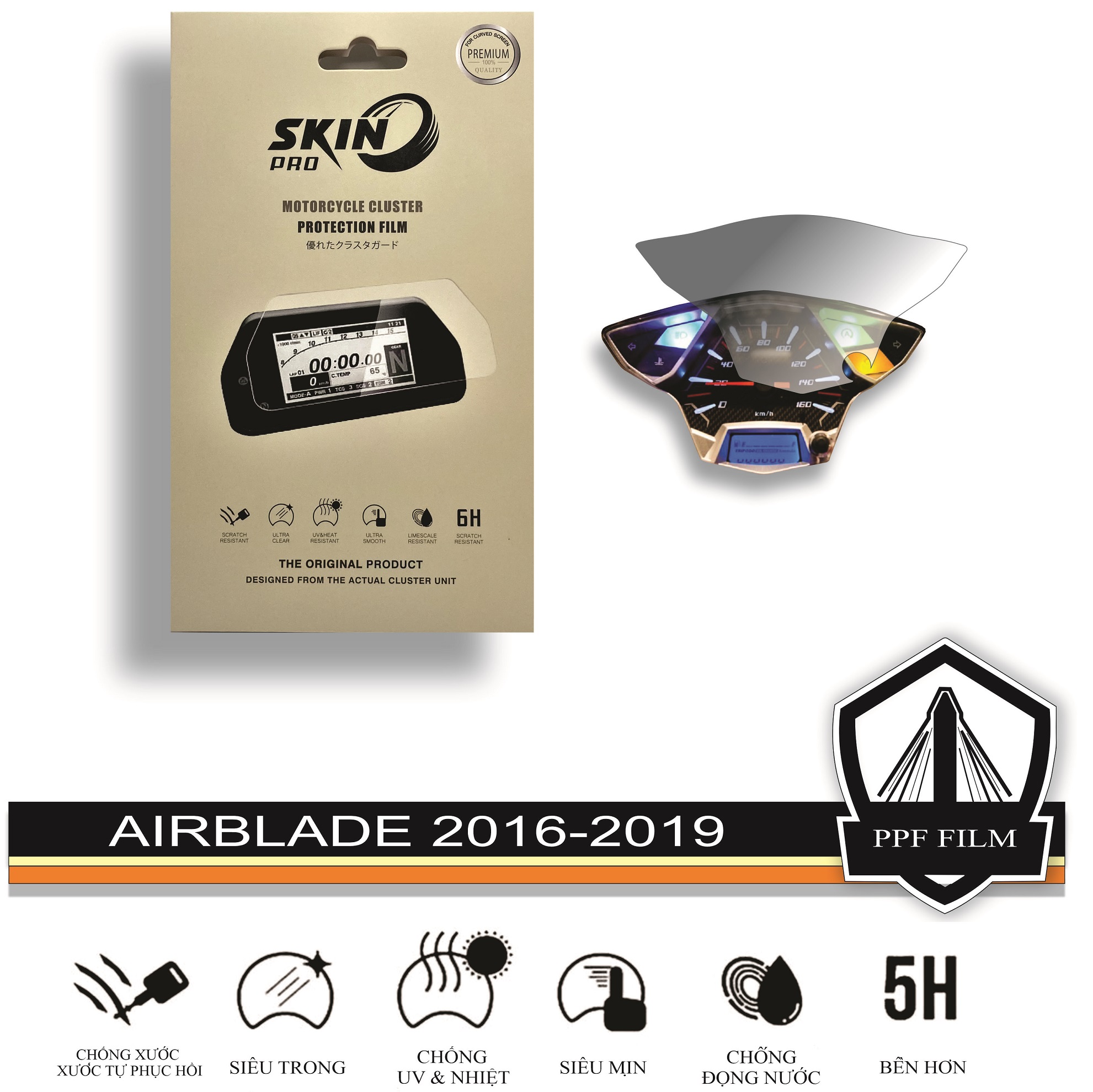 Miếng dán PPF bảo vệ mặt đồng hồ AIR BLADE 2016 đến 2019 - HONDA AIRBLADE AB 125 AB 150 AB125 AB150
