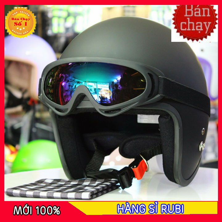[HÀNG TỐT]  Mũ bảo hiểm 3/4 tặng COMBO Kính UV kính chắn gió mũ bảo hiểm 3/4, Khẩu trang đa năng, nón bảo hiểm phượt