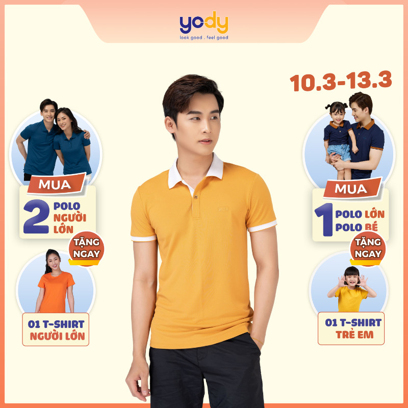 Áo thun Polo nam Yody ngắn tay cổ bẻ sợi Cafe phối nẹp APM3635