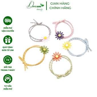 Dây cột tóc hot trend hoa cúc Hàn Quốc màu ngẫu nhiên , CTHC, Dream Beauty