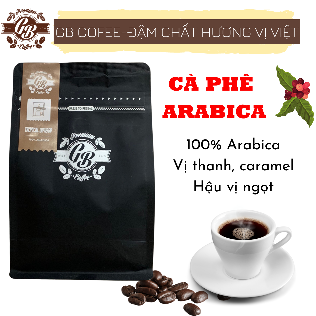 Cà phê arabica gb - túi 250gr - cà phê sạch, nguyên chất 100% - pha phin