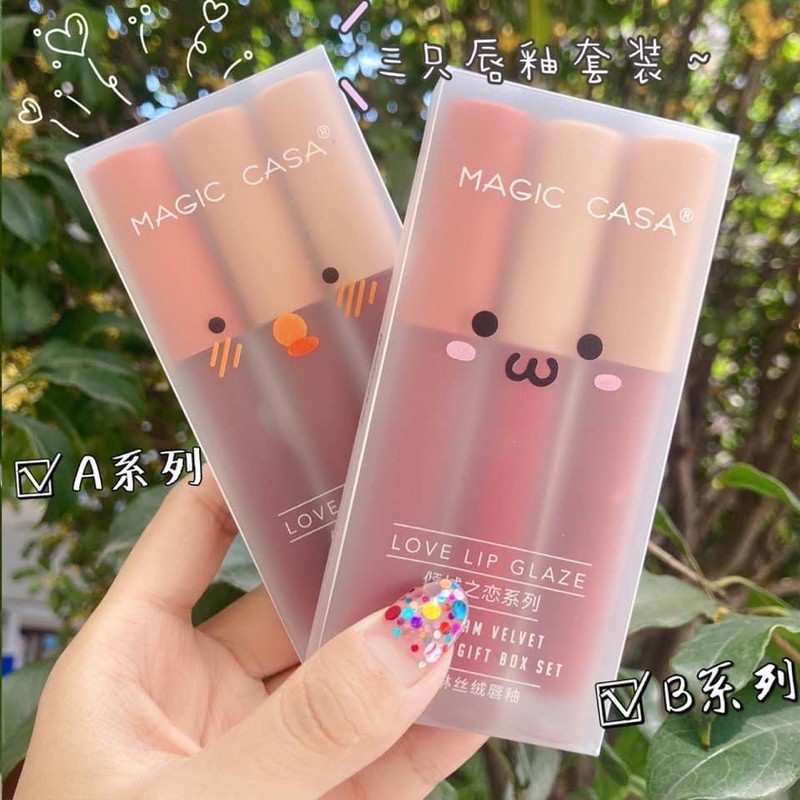 Son Môi Lì không trôi - Set 3 Cây Son Kem Lì Herorange Fluffy Lip Glaze aq6