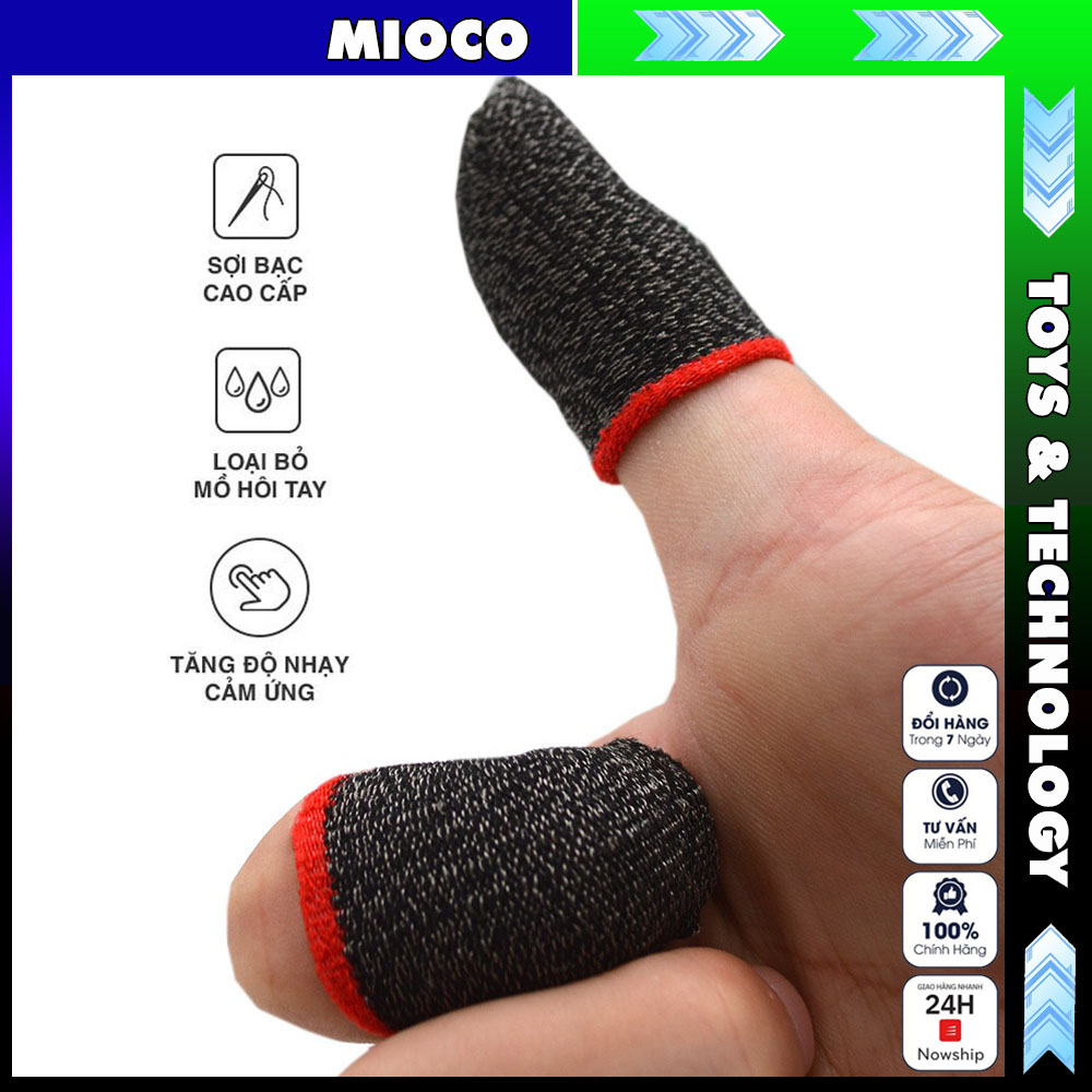 Găng tay chơi game ff pubg liên quân bao tay 2 ngón sợi bạc cao cấp chống mồ hôi tăng độ nhạy cảm ứng