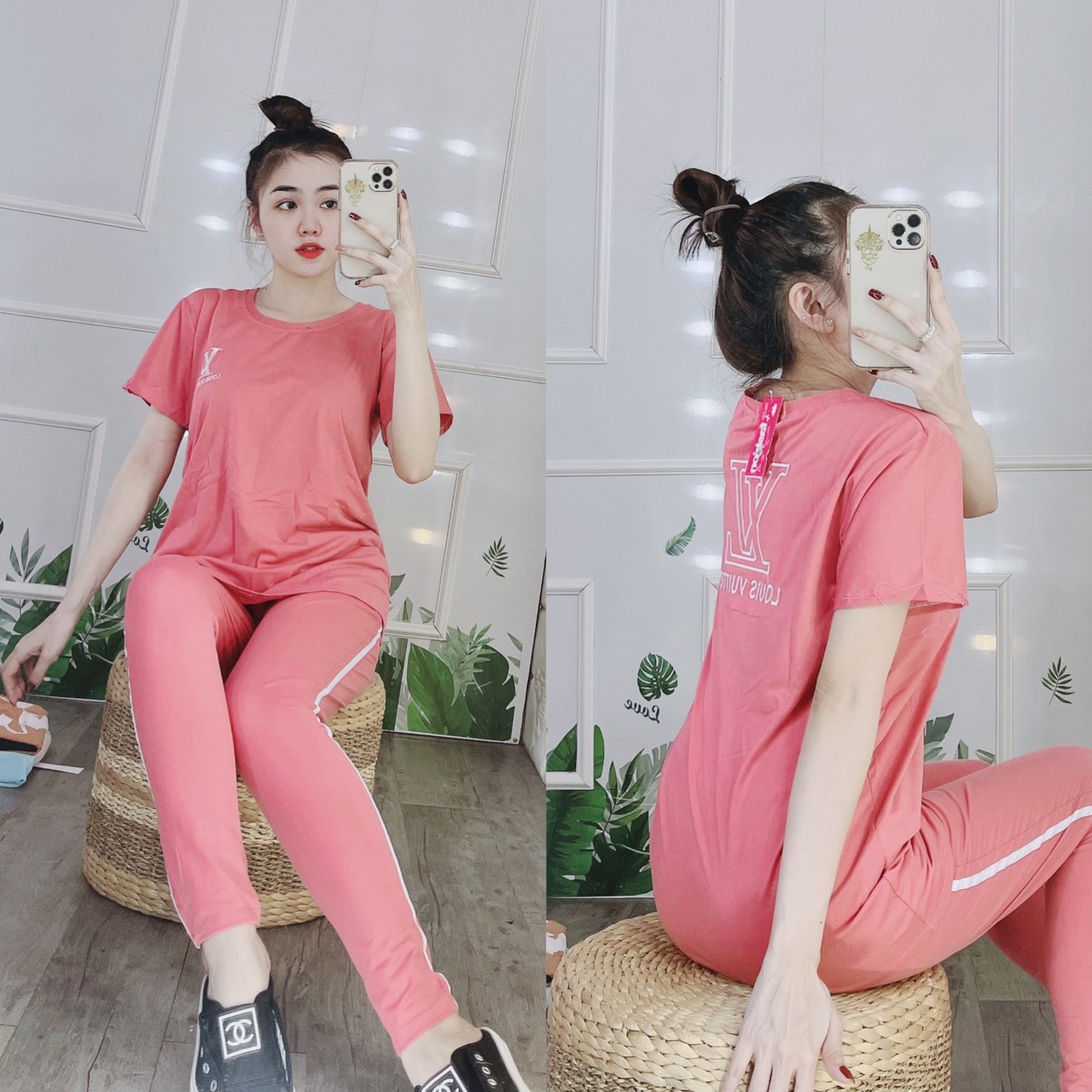 Bộ đồ nữ quần dài chất thun cotton co giãn 4 chiều, trẻ trung, năng động