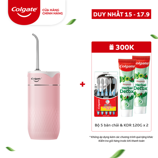 Máy tăm nước Colgate nhỏ gọn, chống thấm nước, pin sạc