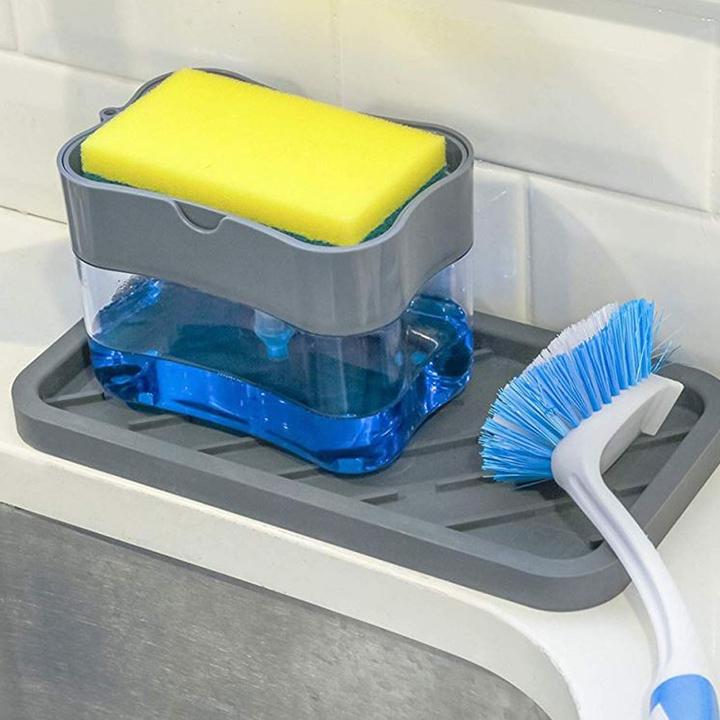Khay đựng nước rửa chén hộp đựng xà phòng - Hộp đựng dầu rửa bát đa năng-hộp đựng nước rửa chén thông minh kèm miếng rửa chén 3in1