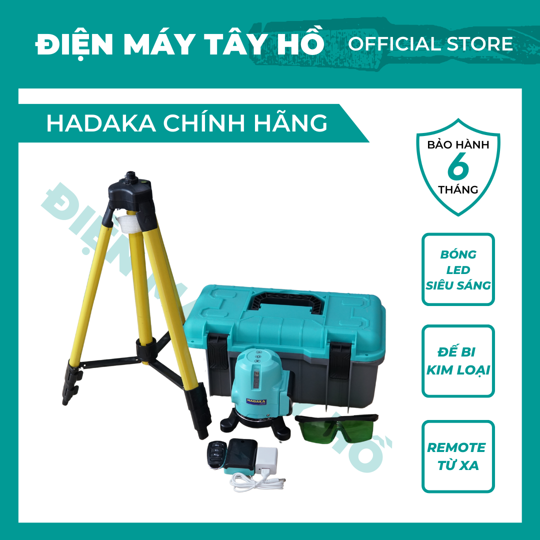 Máy laser 5 tia xanh HAKADA, tia siêu sáng, bóng LED, đế xoay Bi, tặng kèm chân máy cao 1,2 mét