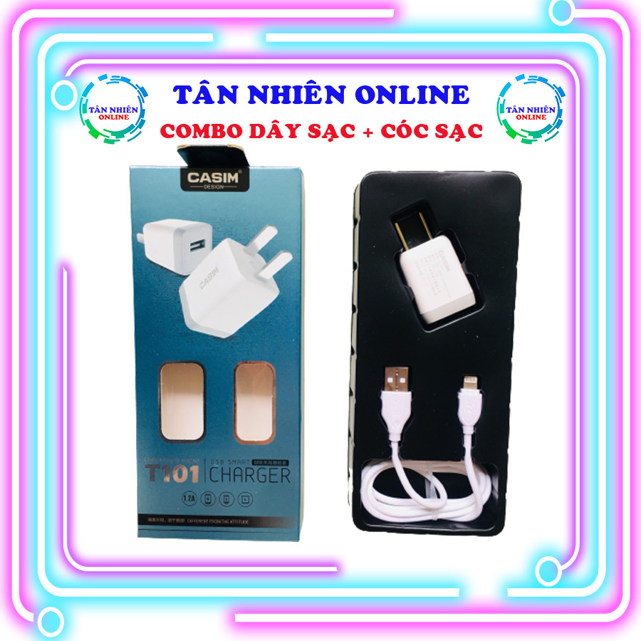 [Hỏa tốc] Cáp sạc điện thoại đuôi Lightning, Củ sạc điện thoại đi kèm, bộ sạc điện thoại gồm cóc sạc, dây sạc , sạc điện thoại tiện lợi,  Tân Nhiên Online