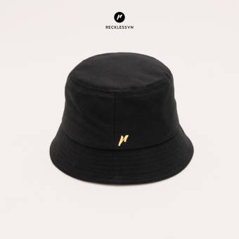Nón Tai Bèo Thời Trang Màu Đen Trơn Reckless Bucket Hat Vải Kaki Cotton