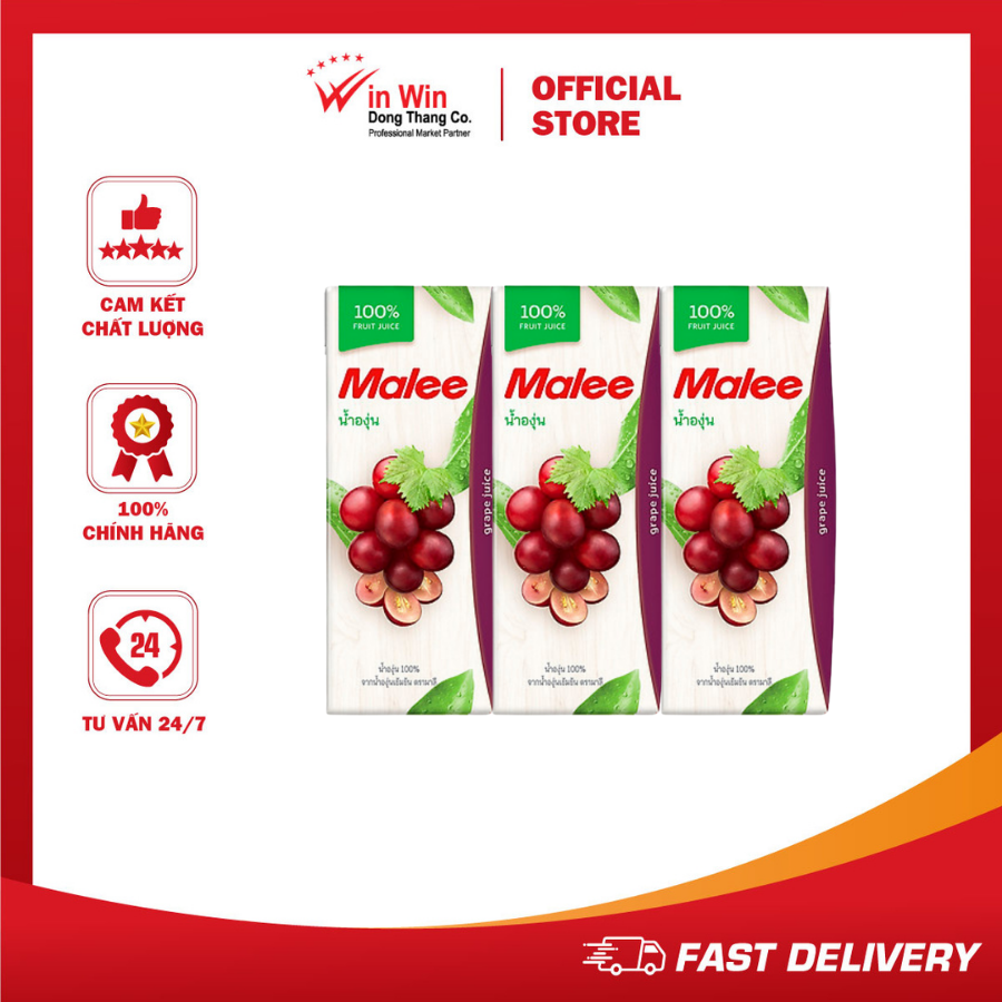 Combo 3 hộp nước ép nho malee 200ml