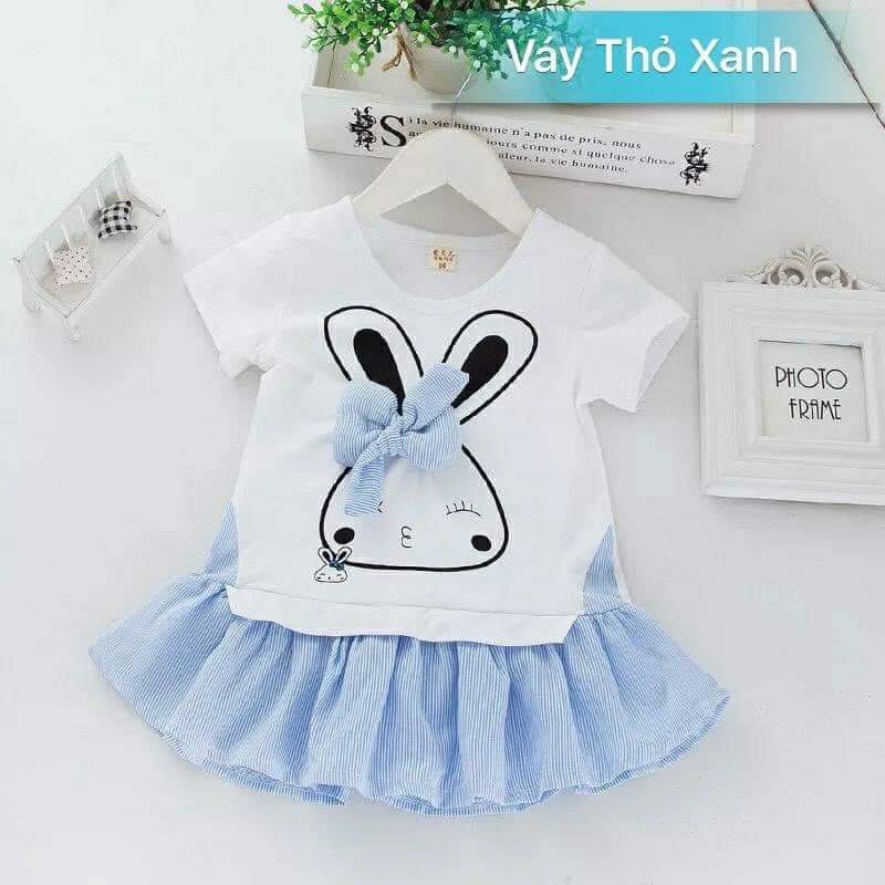 [MẪU MỚI ] Đầm tiểu thư bé gái CHÚ THỎ XINH chất cotton MỀM MỊN , CO GIẢN (HÀNG CAO CẤP) từ 7-20kg - 2