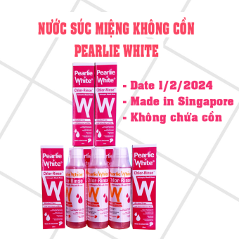 Nước Súc Miệng Pearlie White Singapore Chứa 0.2% Chlorhexidine Không Chứa Cồn Sát Khuẩn - Hồng (250ml/Chai)