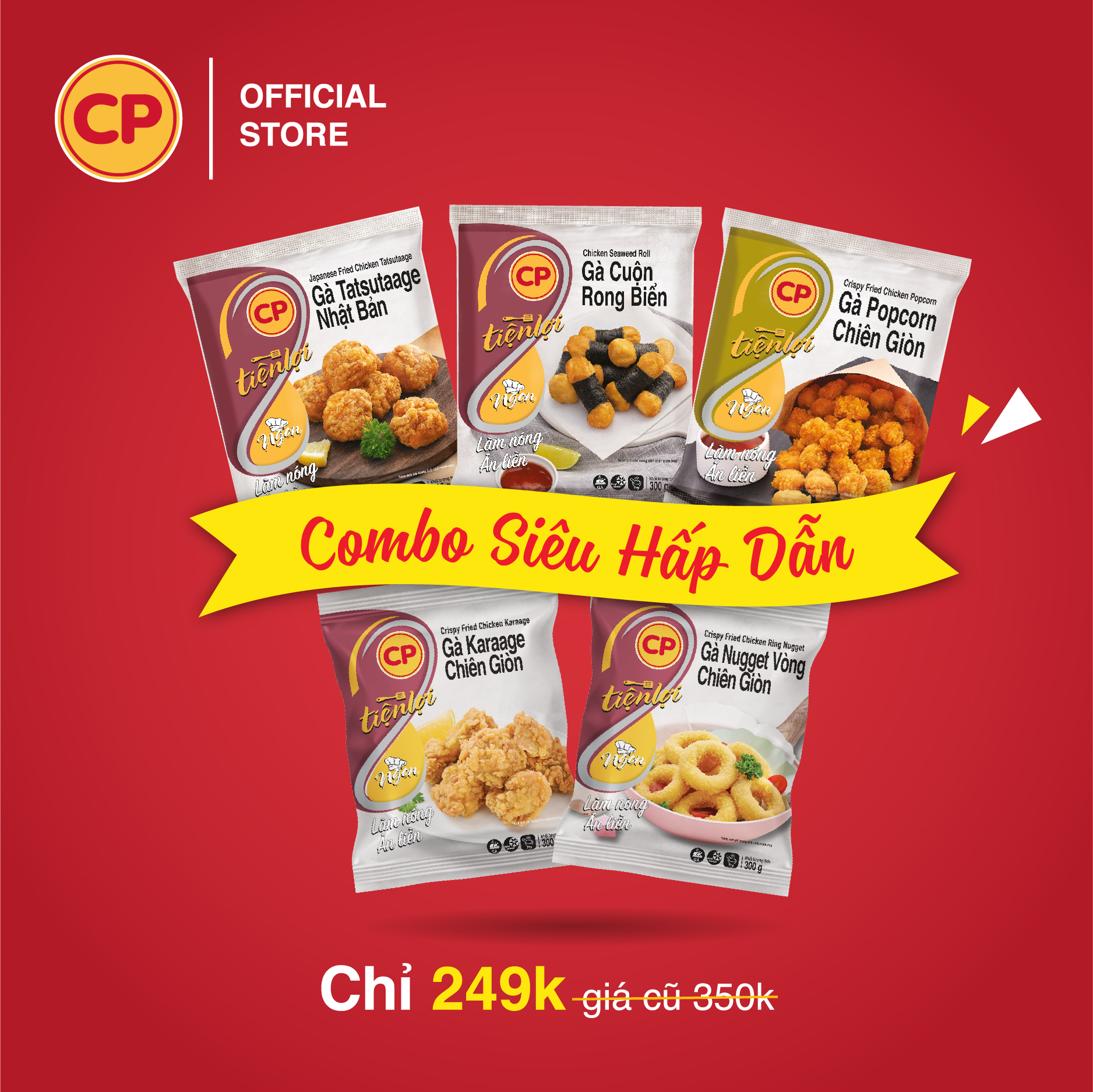 Combo Siêu Hấp Dẫn - Gồm 5 món Gà Tatsutaage Nhật Bản, Gà Karaage Chiên Giòn, Gà Popcorn Chiên Giòn, Gà Nugget Vòng Chiên Giòn, Gà Cuộn Rong Biển