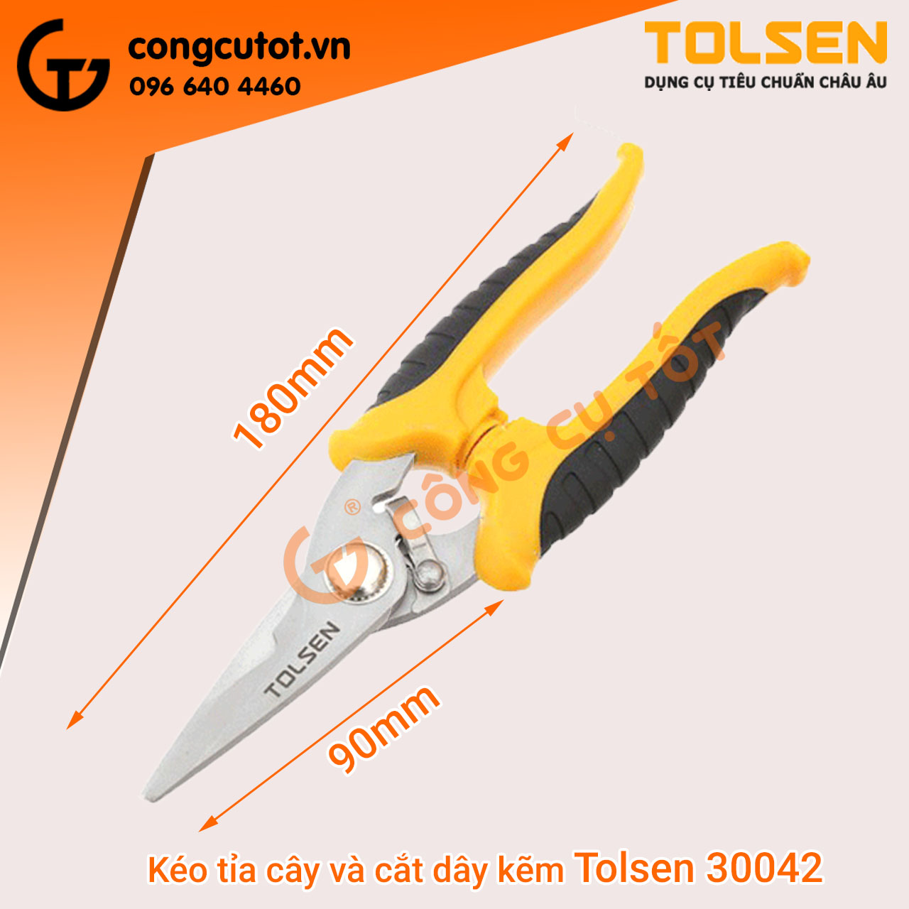 Kéo tỉa lá và cắt dây kẽm buộc cành 190mm, tolsen 30042 - 180mm