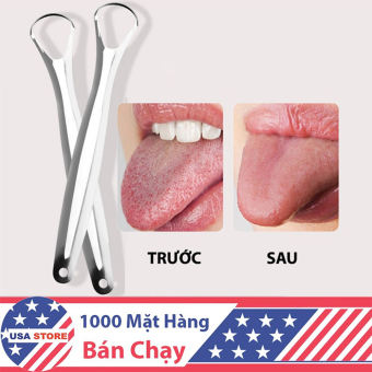 Dụng Cụ Vệ Sinh Lưỡi Cao Cấp, Cạo Lưỡi Sạch, Nạo Lưỡi Bằng Inox Cho Người Lớn, Hơi Thở Bớt Hôi 100%