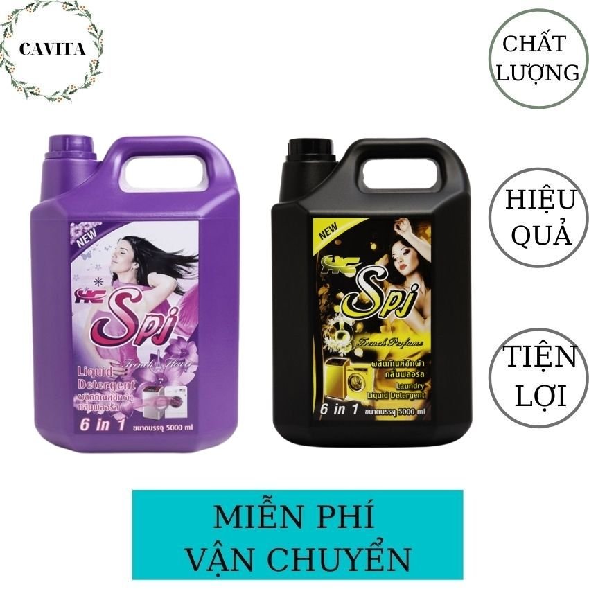 [FreeShip] Nước Giặt Đậm Đặc SPJ 5000ml Thái Lan CAVITA lưu hương lâu, mềm vải, không gây kích ứng