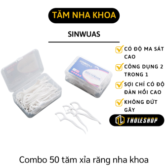 Chỉ nha khoa - Hộp 50 cây tăm chỉ nha khoa - Tăm kẽ chỉ y tế chất lượng, vệ sinh kẽ răng