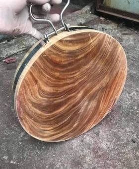 Thớt nghiến xịn đường kính 35cm dày 5 phân KÈM ĐAI INOX