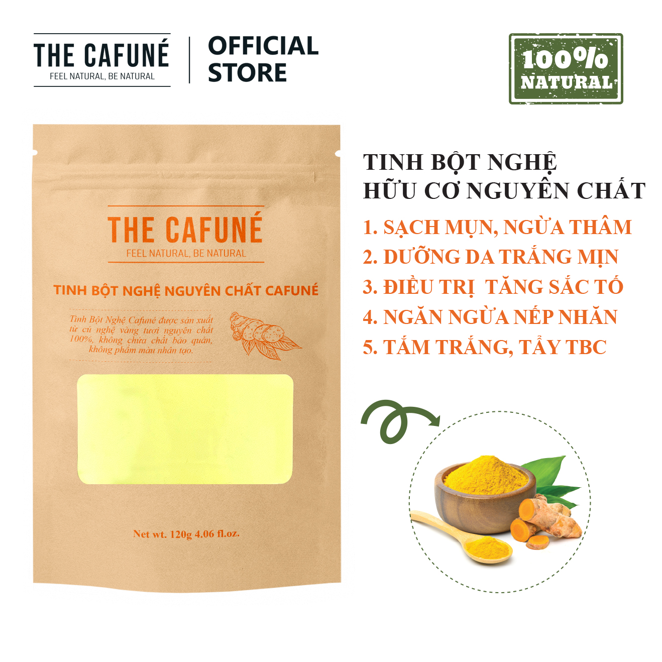 Tinh bột nghệ vàng Cafuné - hữu cơ nguyên chất 100%