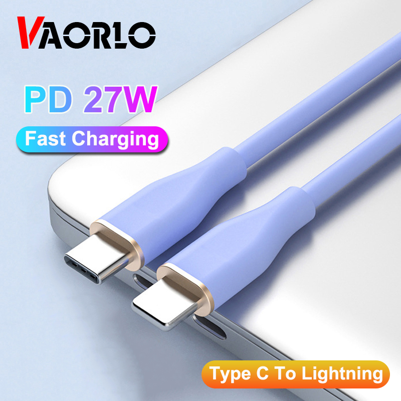 Vaorlo cáp type c to lightning 27w cáp dữ liệu pd silicone lỏng dây sạc nhanh tương thích với iphone 13 12 pro ios