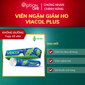 Kẹo ngậm giảm đau rát họng Viacol Plus tuýt - 20 viên