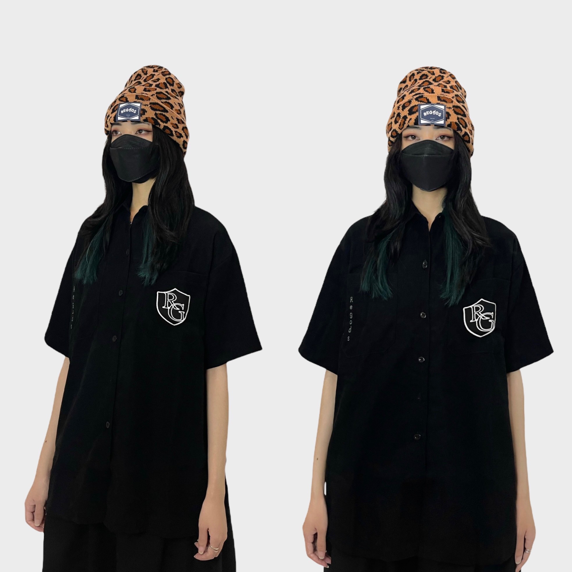 Áo sơ mi tay ngắn thêu REGODS form rộng unisex nam nữ vải Kate chống nhăn - School Shirt