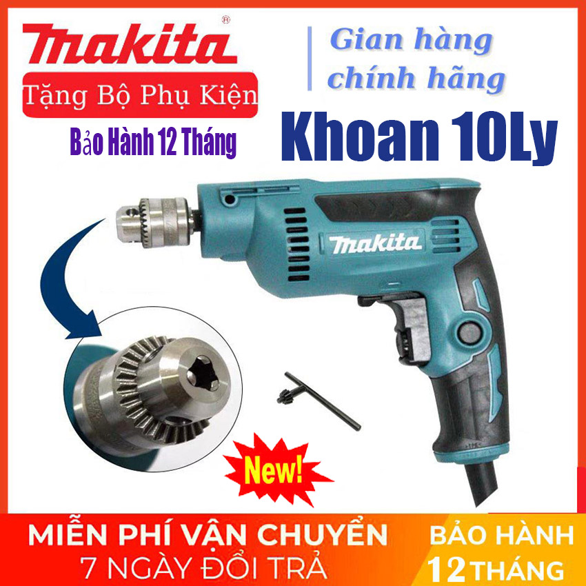 Máy khoan cầm tay 10mm makita - máy vặn vít makita - bảo hành 12 tháng - bộ máy khoan makita máy khoan tường 10 ly máy khoan điện cầm tay khoan tường nhà,bắn vít