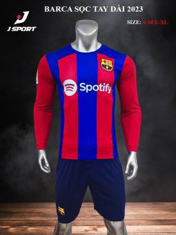 Quần Áo Bóng Đá BARCENOLA dài tay 2023 quần áo đá bóng thun lạnh cao cấp