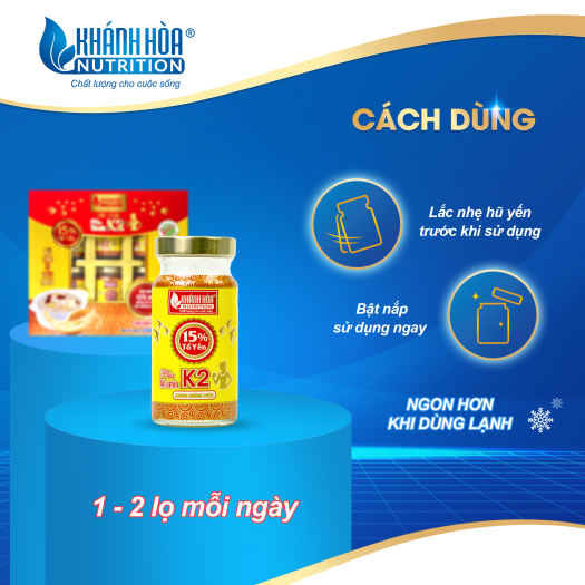 Nước Yến Sào 15% Chưng Đường Phèn Bổ Sung Vitamin K2 Khánh Hòa Nutrition (Hộp 6 lọ x 125ml ) - Thực Phẩm Dinh Dưỡng