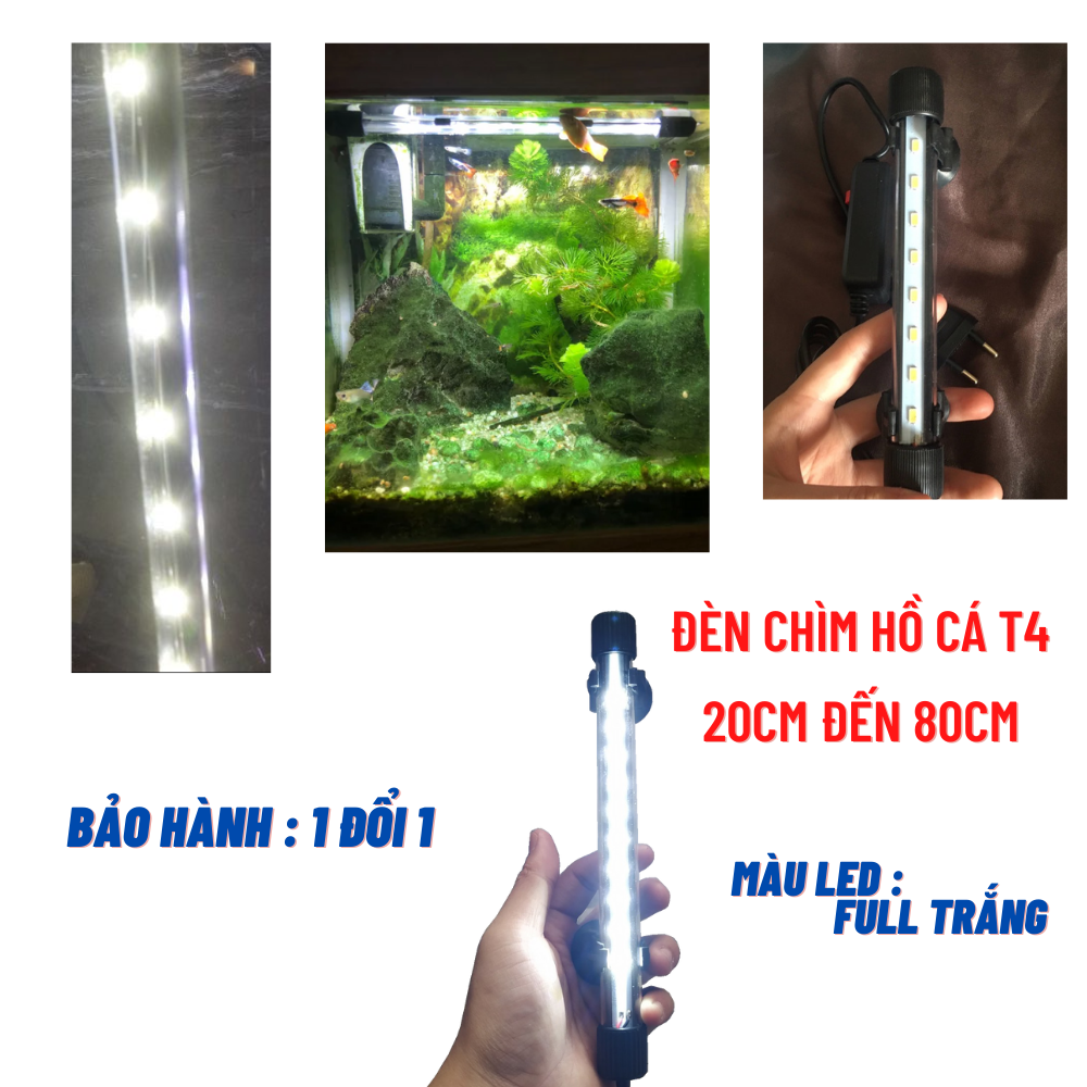 Đèn hồ cá 20cm - 80cm đèn chìm full trắng có công tắt điều chỉnh bật tắt