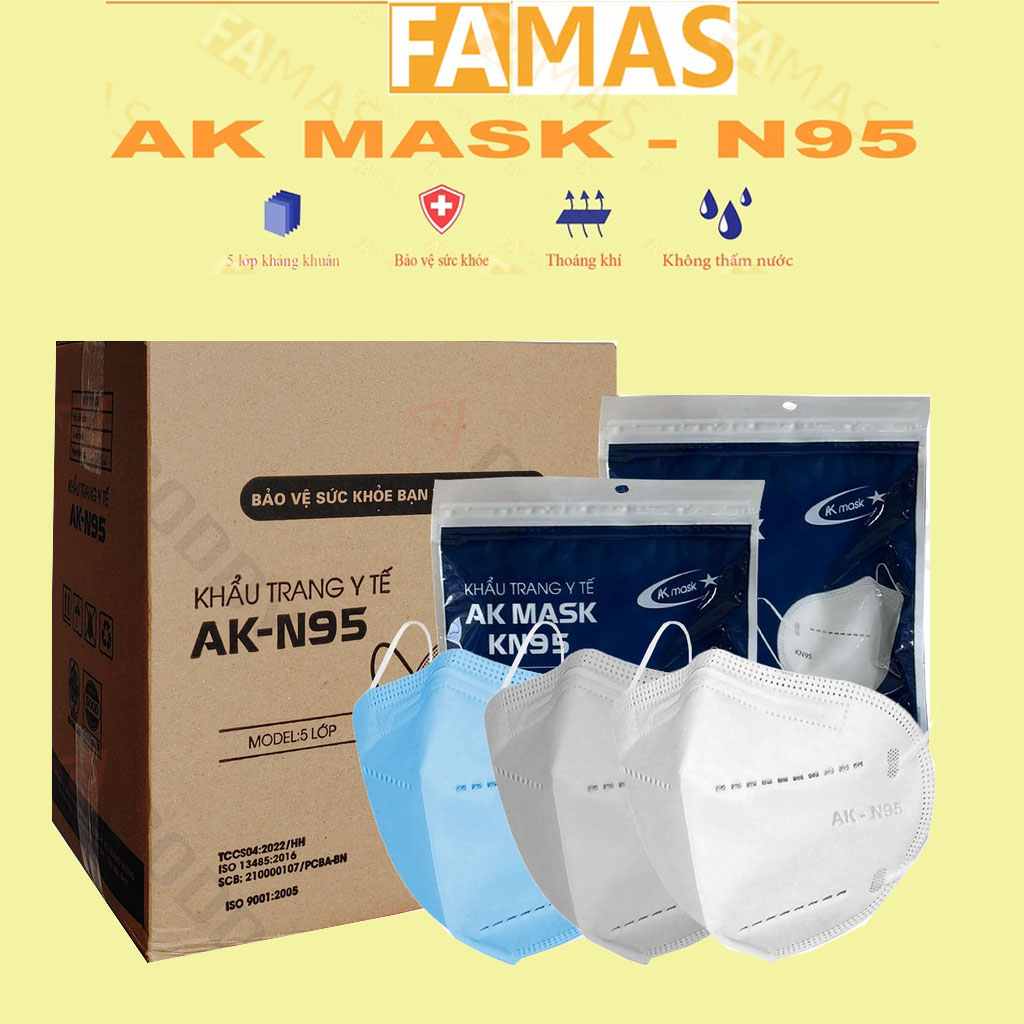Thùng 200 chiếc khẩu trang y tế N95 5 lớp không van, khẩu trang y tế 5 lớp, kháng khuẩn chống bụi mịn chất lượng cao
