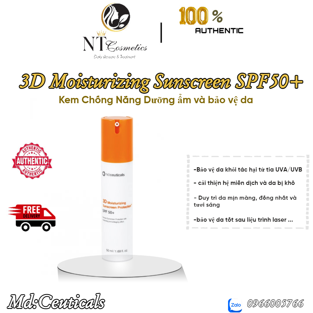Kem chống nắng dưỡng ẩm md: ceuticals 3d moisturizing sunscreen protection spf50+ - nhập khẩu