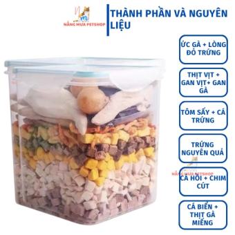 Ức gà sấy khô mix 12 vị thức ăn đông khô, hộp thức ăn đông khô cho chó mèo