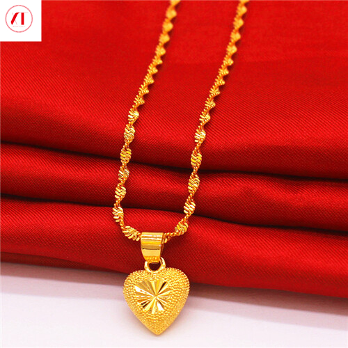 Vòng cổ mạ vàng 24K Hàn Quốc + Bộ mặt dây chuyền tình yêu nữ