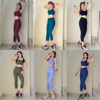 Set Bộ Đồ Tập Thể Thao Nữ Bra Quần Lửng Nhiiều Màu Thun Lạnh Cao Cấp Co giãn 4 chiều Gym Yoga Đồ Bơi