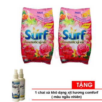 Combo 2 bịch Xà bông giặt đồ Surf - Bột giặt surf 800g Tặng 1 chai nước xả KHÔ hương comforf ngẫu nhiên