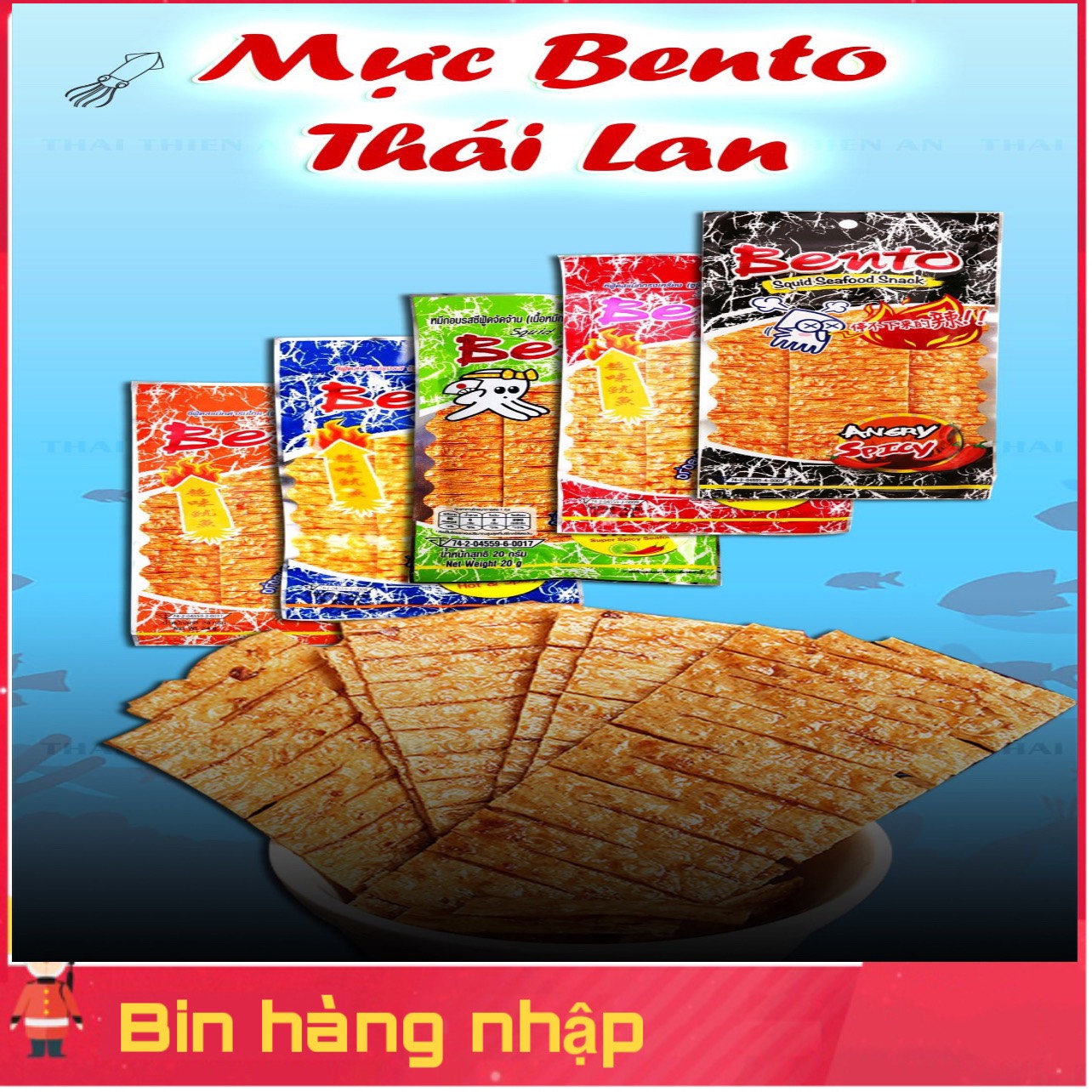 5 gói mực bento thái lan lớn 20g đỏ xanh cam đen