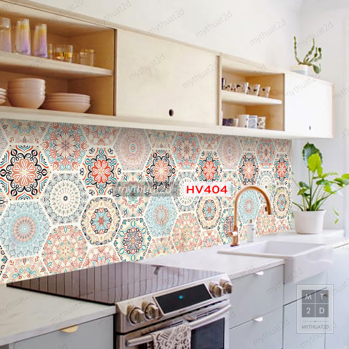 Decal gạch bông dán bếp, dán tường, decor nhà cửa - mã HV404