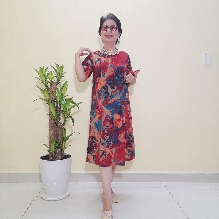 [HCM]Đầm voan trung niên 2 lớp có dây kéo (có size lớn)