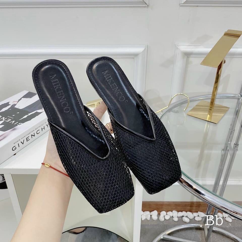 dép sục nữ, dép nữ đan lưới đế bệt mũi vuông