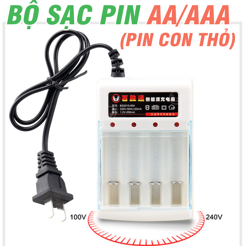 Bộ sạc pin AA AAA - Bộ Sạc Pin Tiểu  - sạc pin con thỏ dùng nguồn điện 110v - 220v