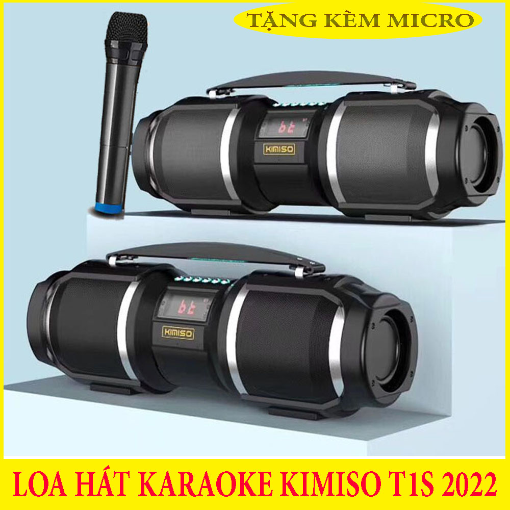 Loa Bãi Nhật - Loa Bluetooth Karaoke KIMISO T1S - Kèm 01 Micro Công Suất Lớn Giá Cực Rẻ Mua Loa Kẹo Kéo Karaoke Di Động Cho Âm Thanh Siêu To Rõ Không Rè Hỗ Trợ USB/TF/AUX/FM.