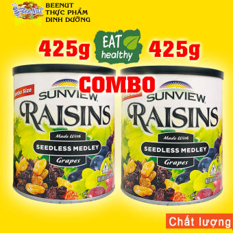 Combo 2 hũ Nho sấy khô Raisins, Nho khô 3 màu, Trái cấy sấy BeeNut