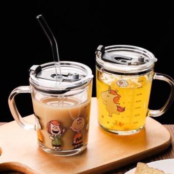 CỐC PHA SỮA THUỶ TINH CÓ VẠCH CHIA ML KÈM ỐNG HÚT.ĐTVM