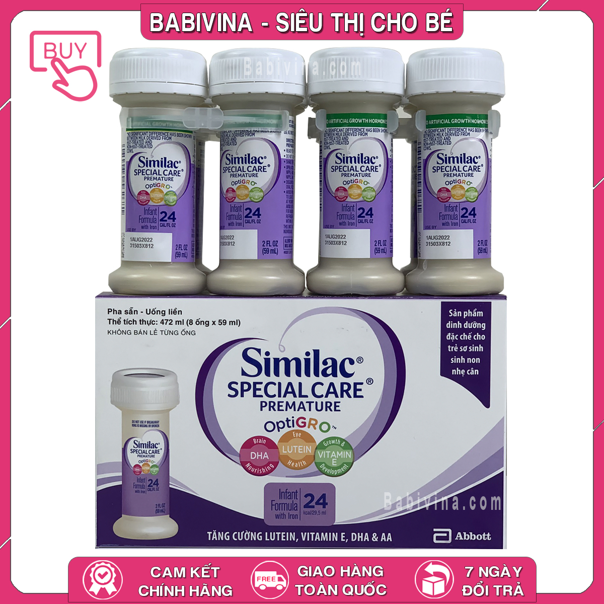 [CHÍNH HÃNG] Sữa Nước Similac Special Care 24 kcal | Trẻ Sinh Non Dưới 2.5kg Dùng Đến 4kg | Abbott Hoa Kỳ | Nhanh Chóng Bắt Kịp Đà Tăng Trưởng | Dạng Pha Sẵn Tiện Dụng | Babivina | 24Kcal