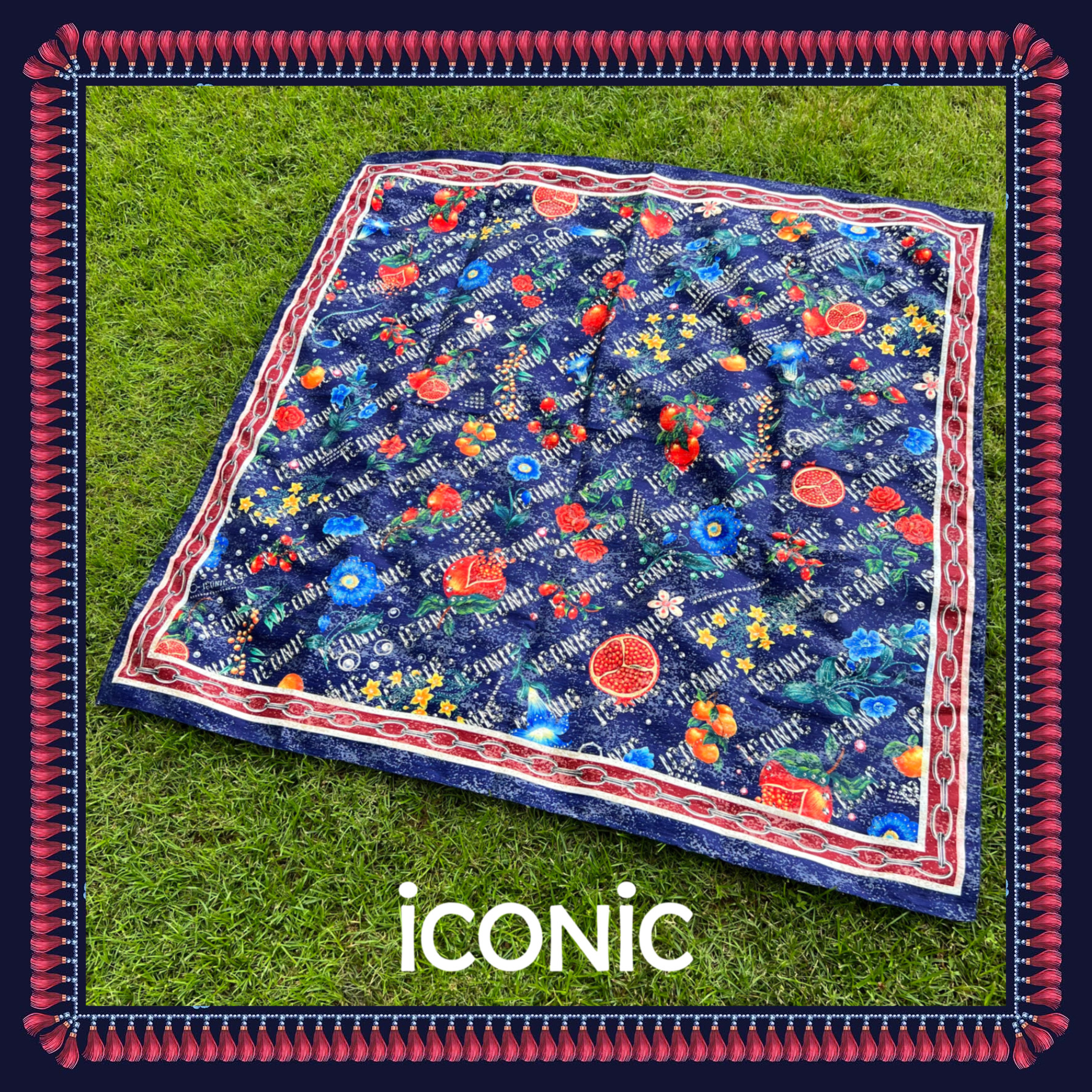 iCONiC SUPER MONOGRAM Wool Picnic Blanket Extra Large #6674 ผ้าขนสัตว์ ขนาด150x150cm พิมพ์ลาย ดอกไ้ม้ หรูหรา ผ้าพันคอ ผ้าไหม ผ้าปู ผ้าห่ม ผ้าคลุม ผ้าชายหาด ผ้าปิคนิค ราคา 3,933 บาท*ส่งฟรี